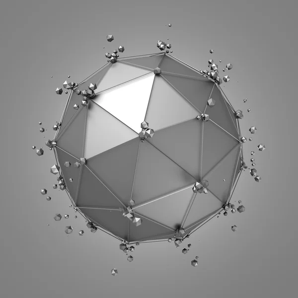 金属球与混沌结构抽象 3d 渲染. — 图库照片
