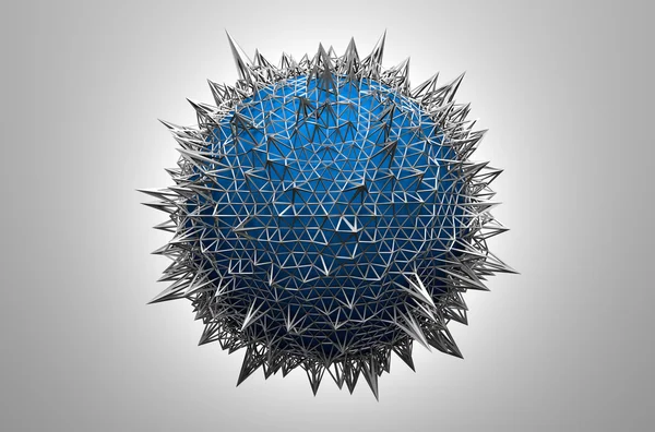 Representación 3d abstracta de esfera azul con estructura caótica . —  Fotos de Stock