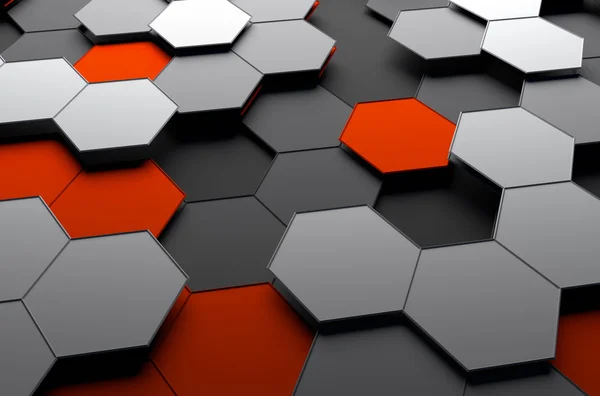 Abstrakt 3d-rendering av futuristiska ytan med hexagoner. — Stockfoto