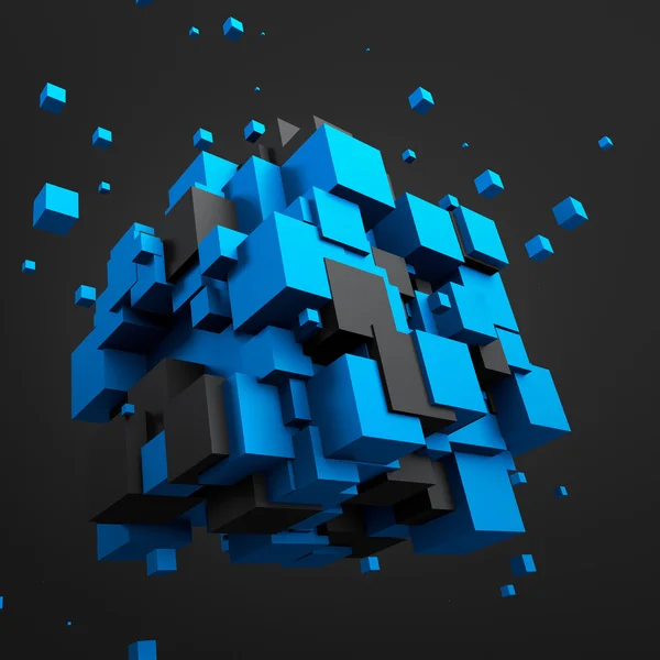 Küpleri uçan 3d render soyut.
