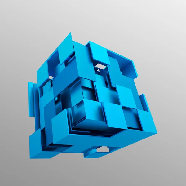 Renderização 3d abstrata de cubo voador . — Fotografia de Stock