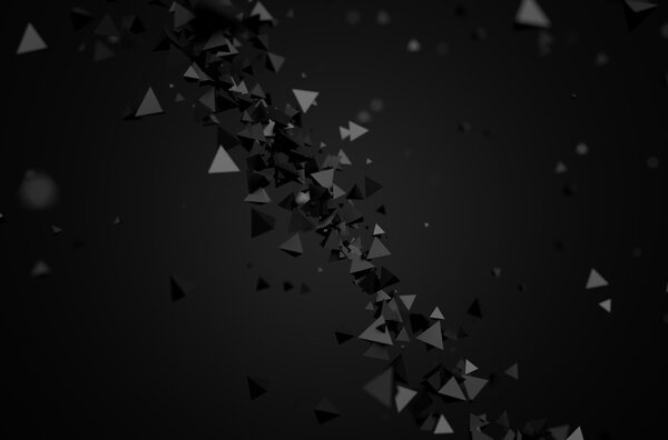 Abstract 3D Rendering of Flying Pyramids.