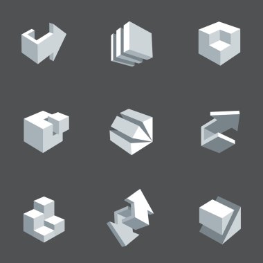 Soyut oklar ve küpleri vektör çizim.