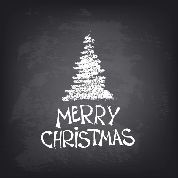 El stilize ağaç metinle Merry Christmas tahtaya çekilmiş..