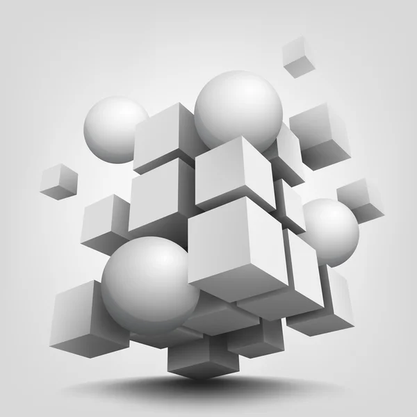 Composizione con cubi e sfere 3d . — Vettoriale Stock