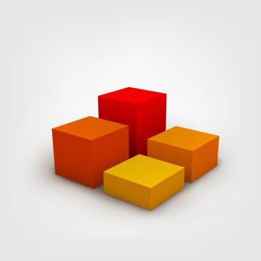 3d küpleri ile kompozisyon.