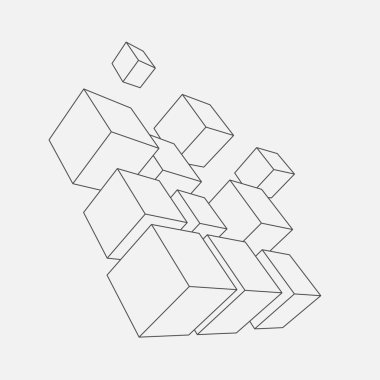 Composition of 3d cubes. clipart