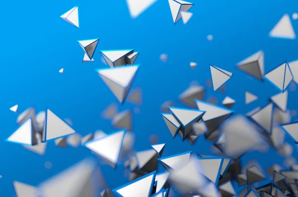 Abstrakte 3D-Darstellung fliegender Pyramiden. — Stockfoto