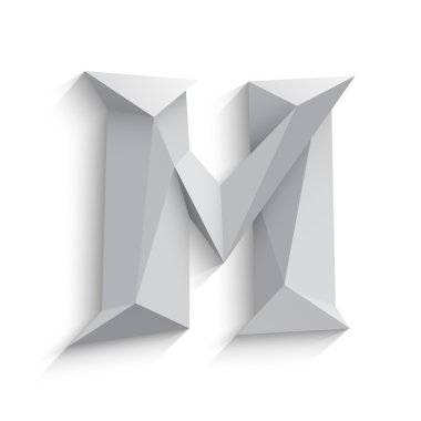 Vector illustration of 3d letter M on white background.