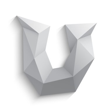Vector illustration of 3d letter U on white background.