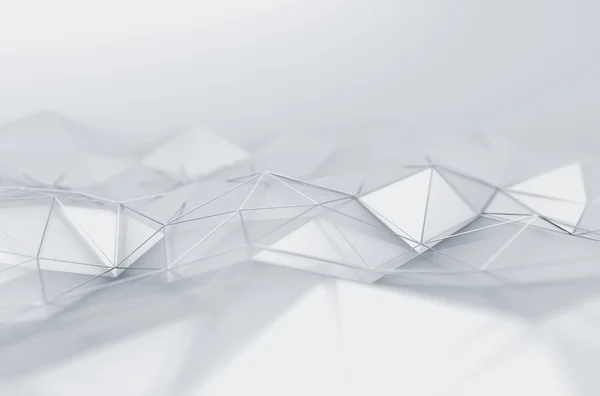 Düşük Poli 3D render soyut beyaz yüzey. — Stok fotoğraf