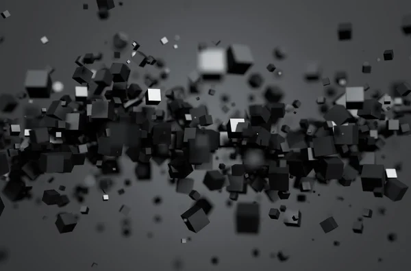 Küpleri uçan 3d render soyut.
