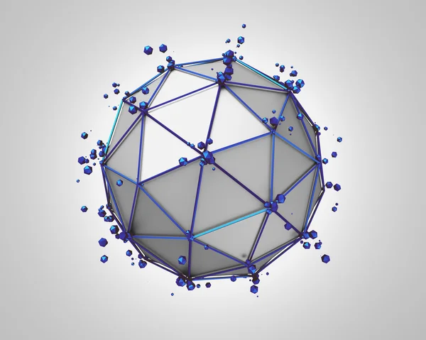 抽象的 3d 渲染的低聚金属球. — 图库照片