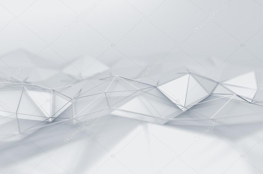 Abstract 3D Rendering of Low Poly White Surface.