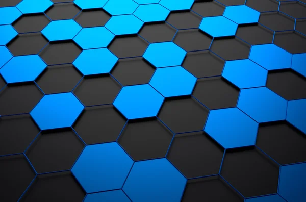 Rendu 3D abstrait de surface avec hexagones . — Photo