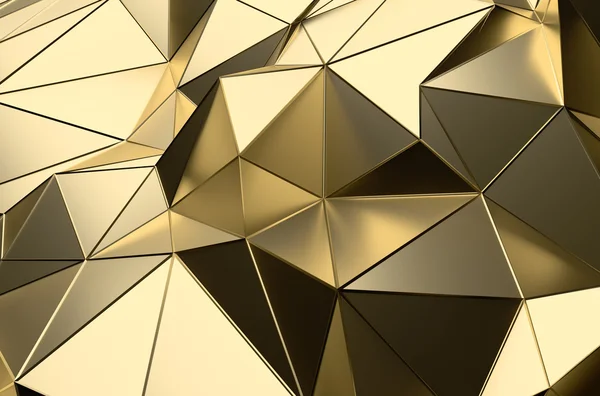 Abstraktní vykreslování 3d povrchu zlaté nízké Poly. — Stock fotografie