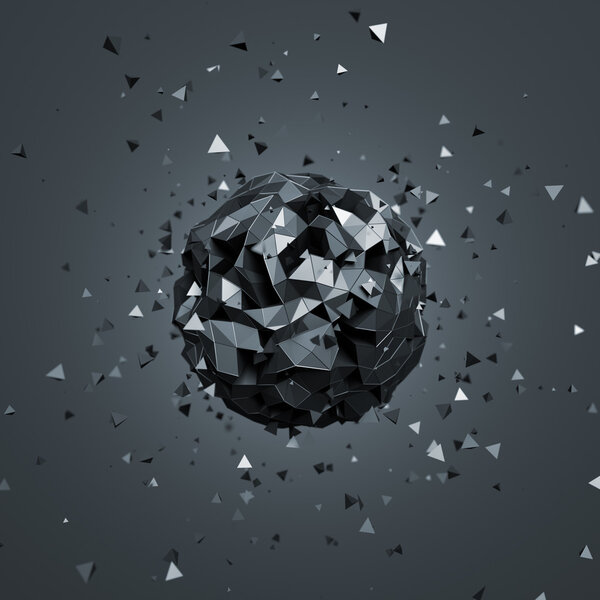 Abstract 3D Rendering of Low Poly Sphere.
