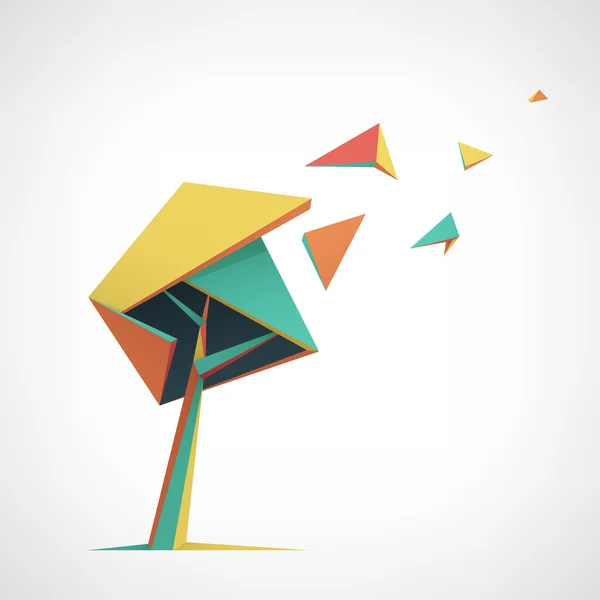 Konzeptioneller polygonaler Baum. abstrakte Vektorillustration, Low-Poly-Stil. — Stockvektor