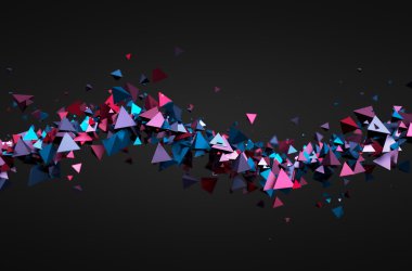Parçacıklar uçan 3d render soyut.