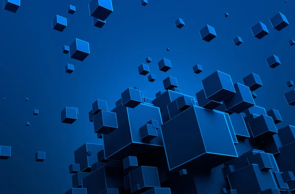 Abstract 3D Rendering of Flying Cubes. — Stock Photo, Image