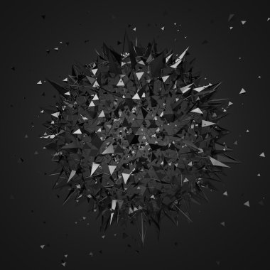 Parçacıklar uçan 3d render soyut.