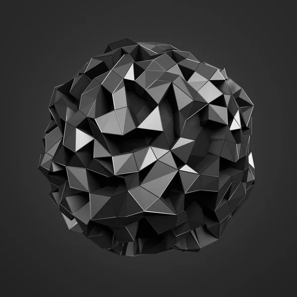 Low Poly Dark Sphere with Chaotic Structure. — Stock Photo, Image