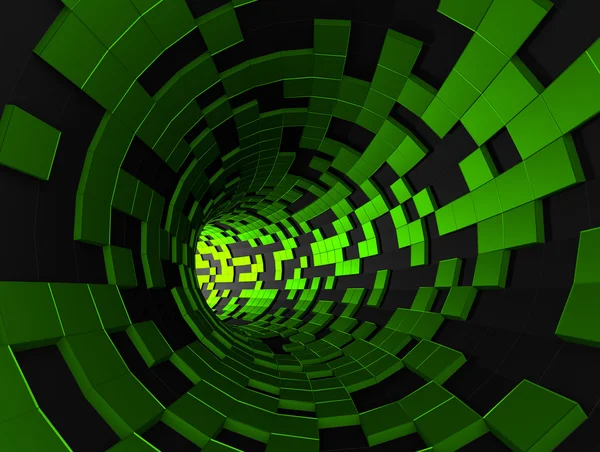 Abstraktní trojrozměrné vykreslování futuristickém tunelu. — Stock fotografie