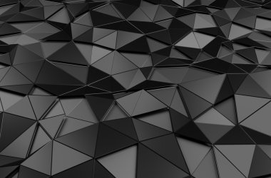 Düşük Poli 3D render soyut siyah yüzey.