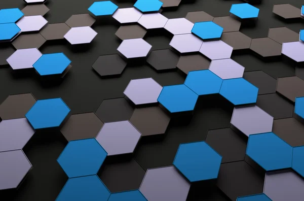 Rendu 3D abstrait de surface avec hexagones . — Photo