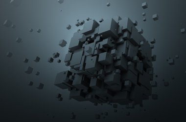 Kaotik küpleri soyut 3d render.