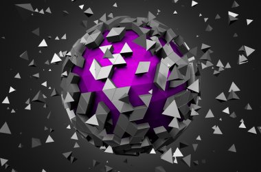 Küre kaotik parçacıkları ile render.