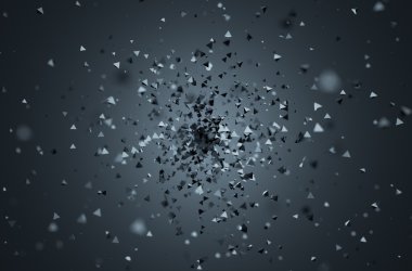 Düşük Poli kaotik parçacıkların soyut işleme.