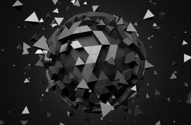 Küre kaotik parçacıkları ile render.