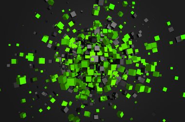 Kaotik küpleri soyut 3d render.