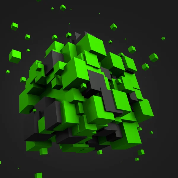 Abstract 3D Rendering of Chaotic Cubes. — Stock Photo, Image