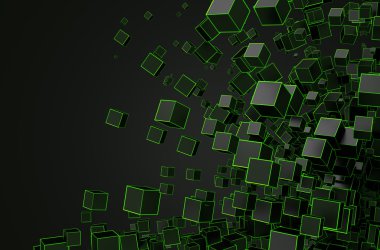 Kaotik küpleri soyut 3d render.