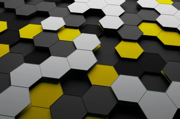 Rendu 3D abstrait de surface avec hexagones . — Photo