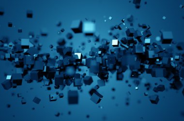 Kaotik küpleri soyut 3d render.