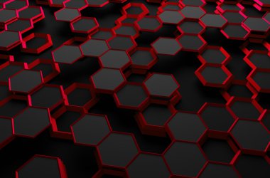 Altıgen yanarak bahislerin doğru ile yüzey soyut 3d render.