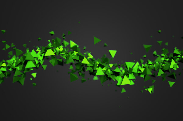 Abstract 3D Rendering of Flying Particles.