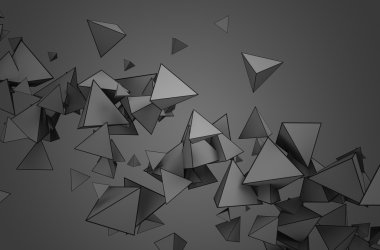 Parçacıklar uçan 3d render soyut.