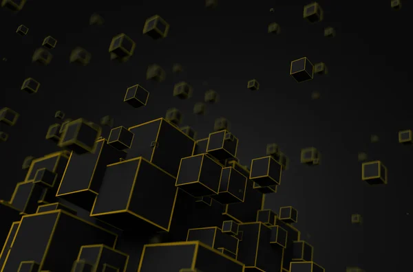 Abstracte 3d Rendering van chaotische kubussen. — Stockfoto