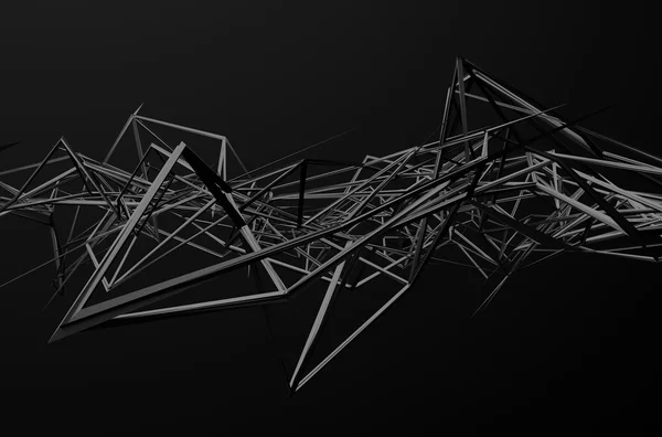 Abstraktní trojrozměrné vykreslování chaotické struktury. — Stock fotografie
