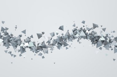 Üçgenler uçan 3d render soyut.