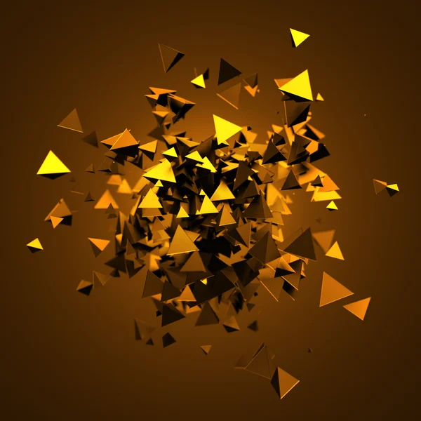 Üçgenler uçan 3d render soyut.