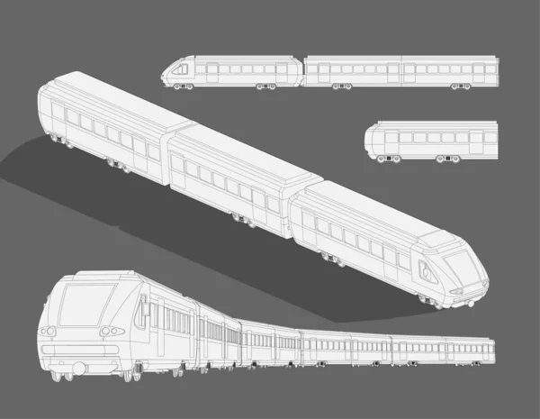 Vapor Realista Moderno Trem Alta Velocidade Esboço Template Vector Página — Vetor de Stock