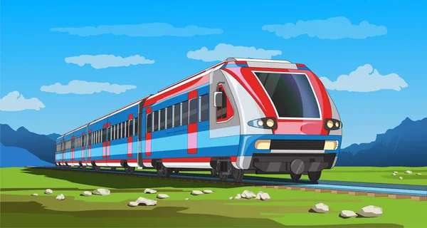 Διάνυσμα Coloful Σελίδα Μοντέλο Σύγχρονο Τρένο Υψηλής Ταχύτητας Και Φωτεινό — Διανυσματικό Αρχείο