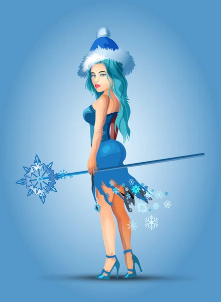 Snow Maiden Personaje Navidad Año Nuevo Ilustración Vectorial Una Bonita — Vector de stock