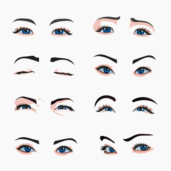 Various Types Woman Eyes Collection Illustrations Captions Makeup Type Infographic — Stock Vector