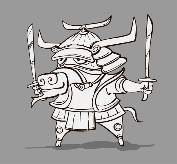 Desenhos animados de animais do zodíaco chinês. Página para colorir com caráter desenhado à mão de touro. Vector Design para o seu cartão de felicitações, folhetos, convite, cartazes, brochura, banners, calendário — Vetor de Stock